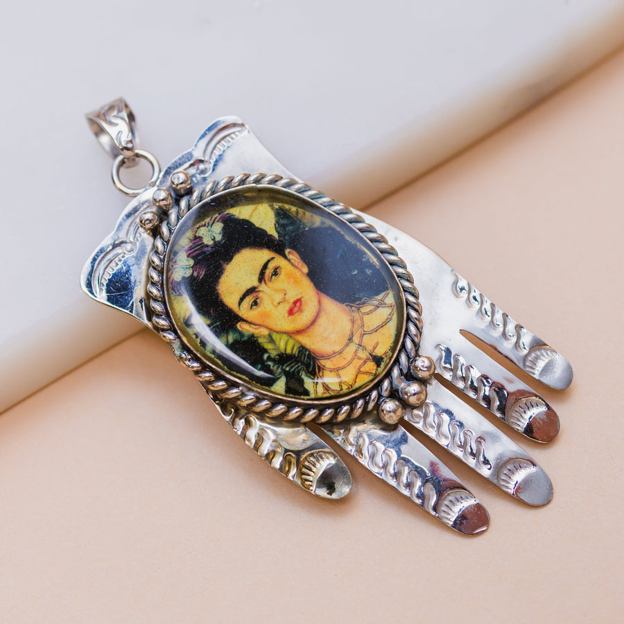 Alpaca Silver Hand Frida Kahlo Pendant