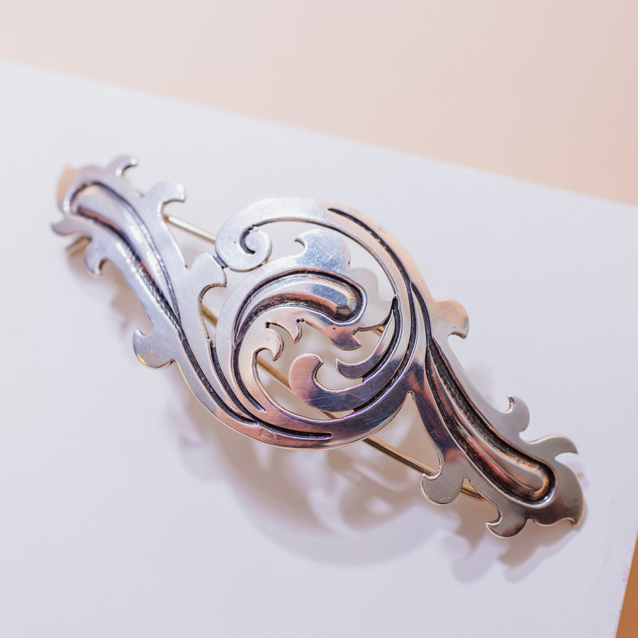 Vintage Sterling Silver Fancy Swirl Barrette