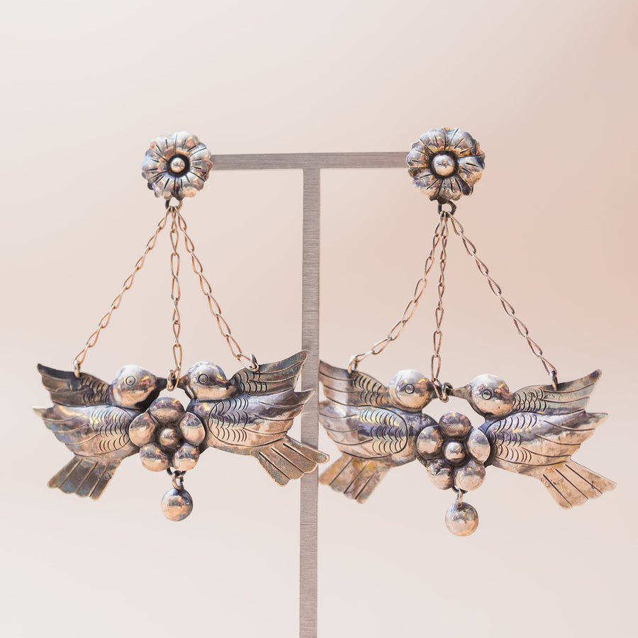 Sterling Silver Lovebirds Earrings