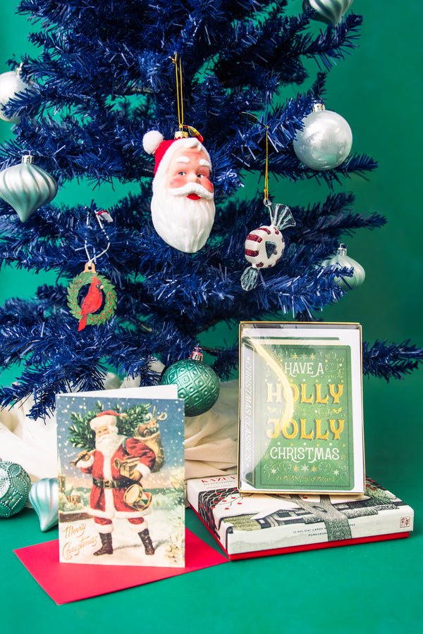 Jolly Santa Claus Embellished Glass Ornament