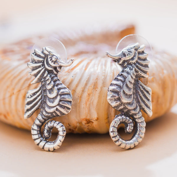 Vintage Reproduction Sterling Silver Seahorse Earrings