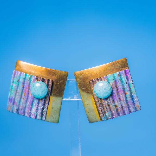Larry Bell Inspired Brass Square Earrings