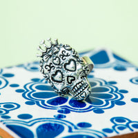 Sterling Skull w/ Crown Adjustable Ring