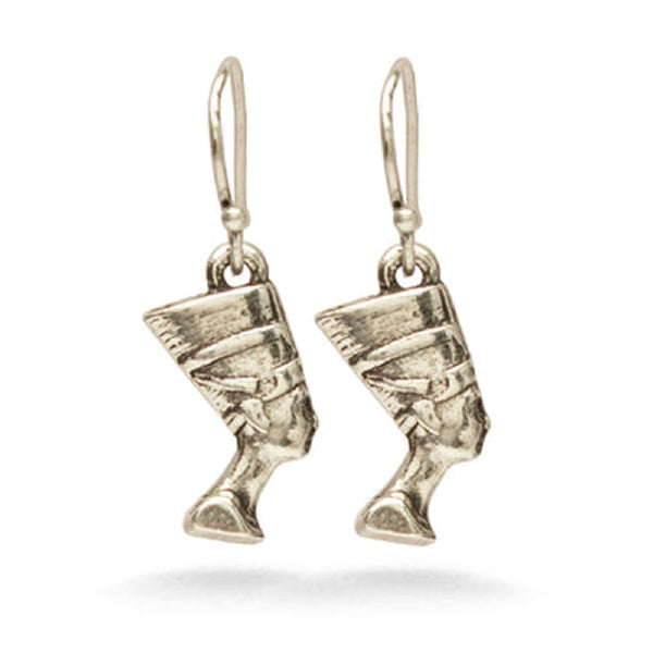 Antiqued Silver Egyptian Nefertiti Earrings