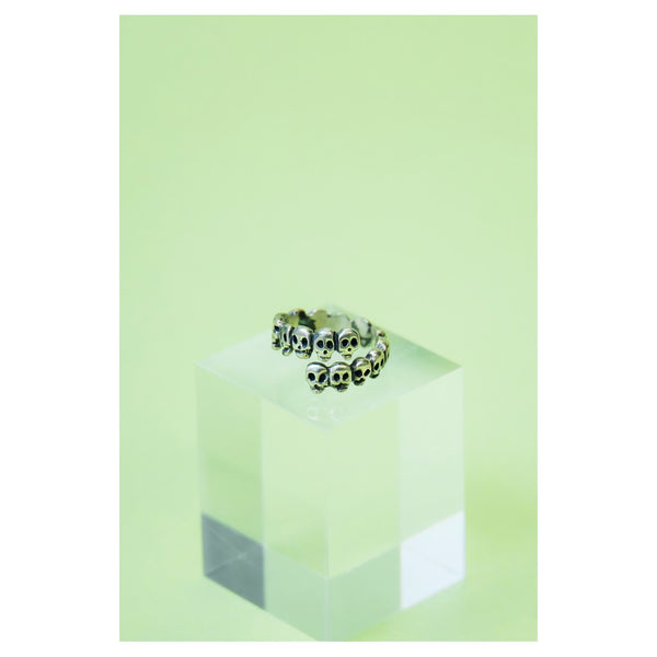 Sterling Silver Skulls Bi-pass Ring