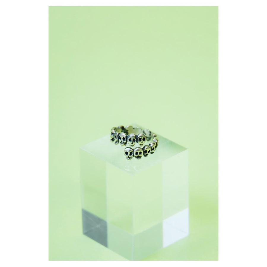Sterling Silver Skulls Bi-pass Ring