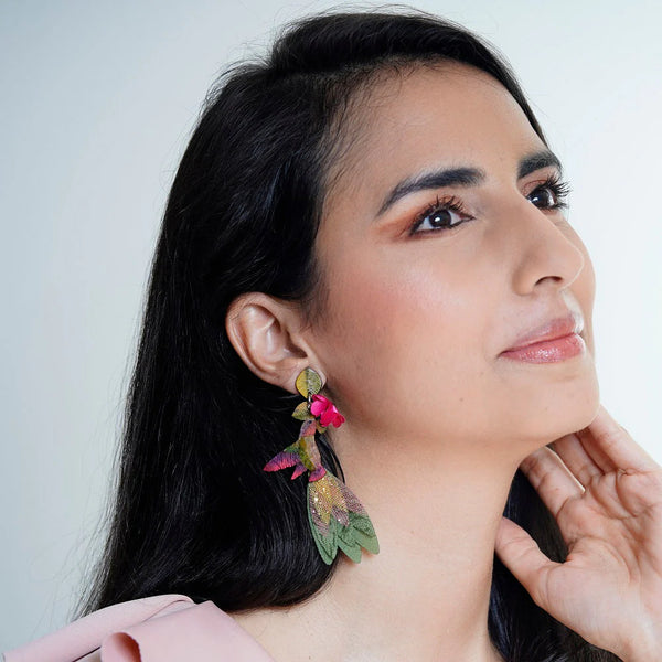 Large Green Hummingbird Earrings