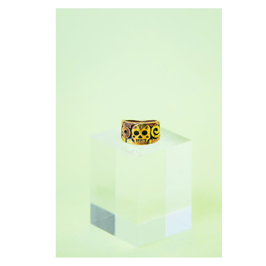 Small Copper/Brass with Black Enamel Ring