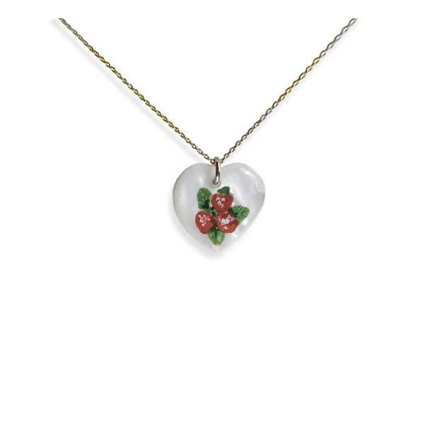 Strawberries and Cake Hand Painted Necklace