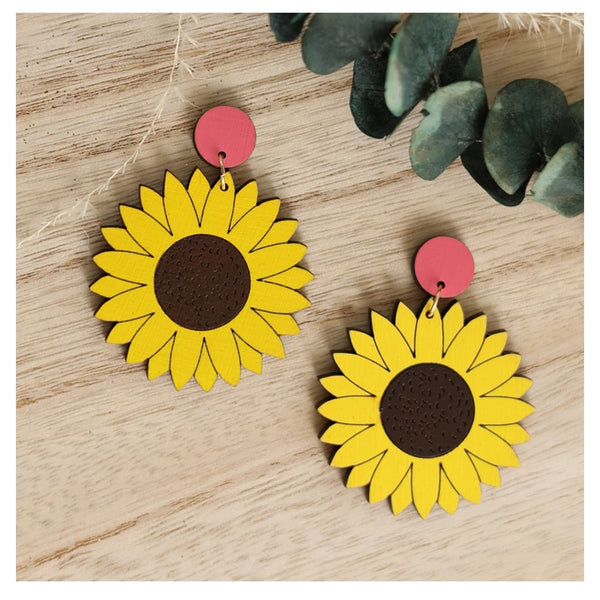 Sunflower Stud Dangle Earrings
