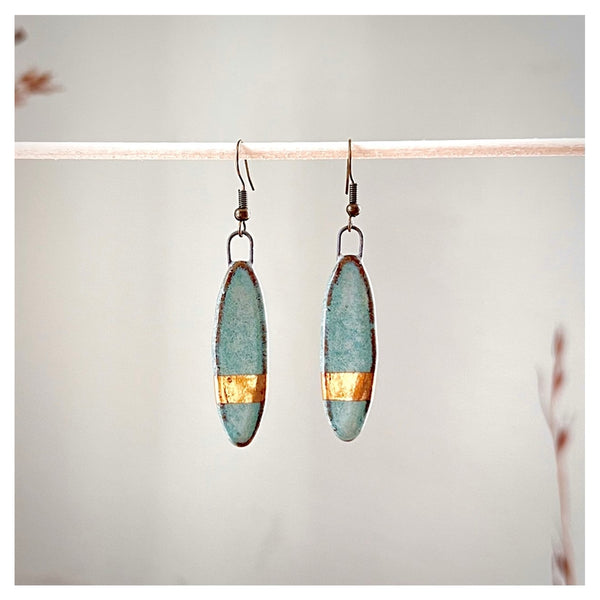 Turquoise with Gold Striped Earrings