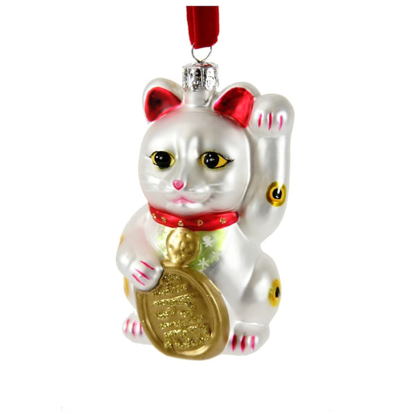 White Lucky Cat Ornament