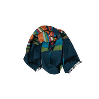 Woven Navy & Orange Stripe Scarf