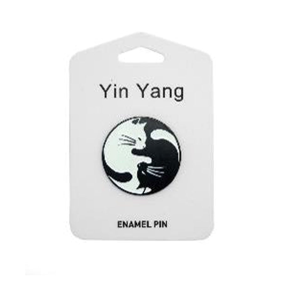 Yin Yang Enamel Cat Pin