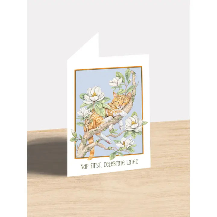 Magnolia Cat Birthday Card