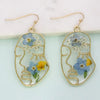 Blue Dried Flower Face Earrings