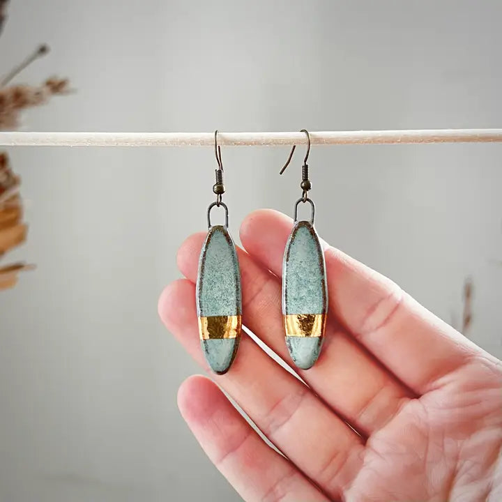 Turquoise with Gold Striped Earrings