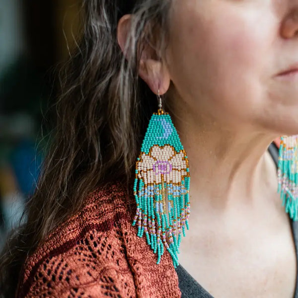 Turquoise Moonflower Earrings