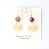 Amethyst Beads with Shells Earrings