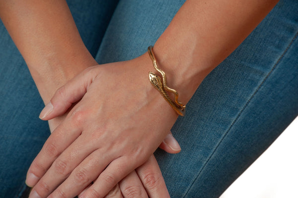 Golden Egyptian Snake Cuff Bracelet