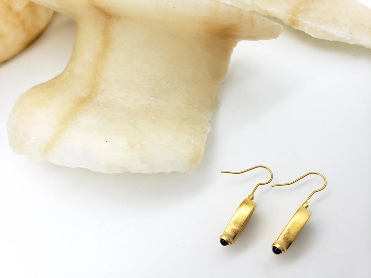 Aphrodite Coin Earrings with Garnet