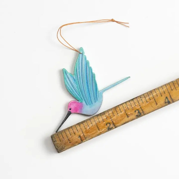 Pink Hummingbird Wood Ornament