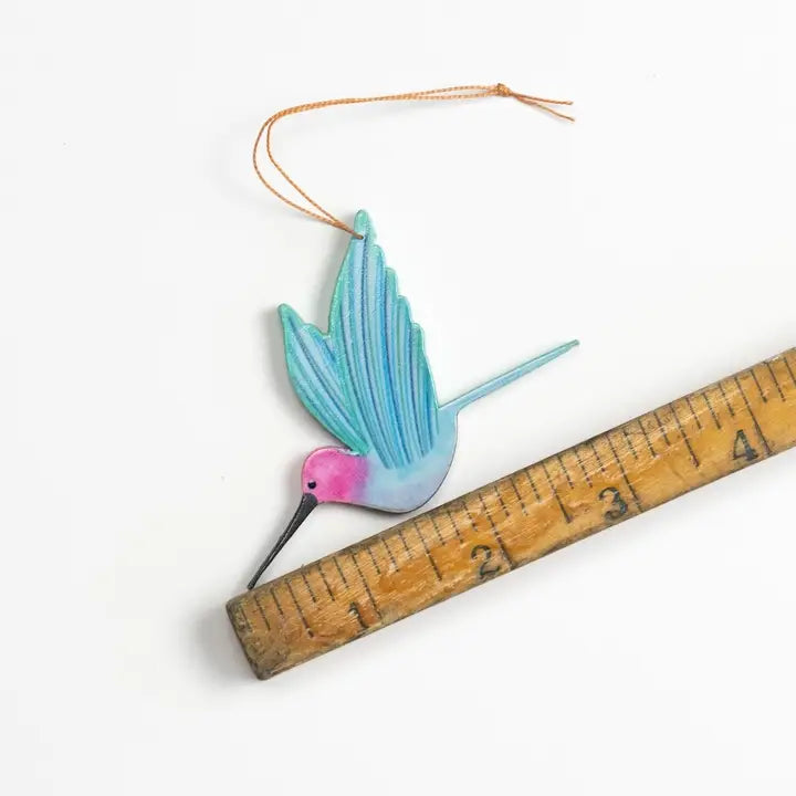 Pink Hummingbird Wood Ornament