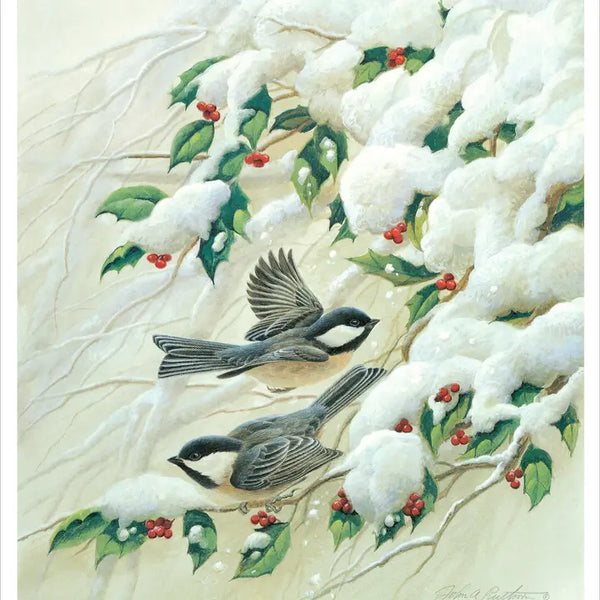 John Ruthven: Black Capped Chickadees Boxed Holiday Cards
