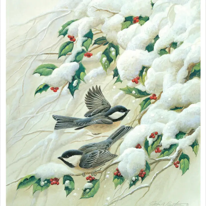 John Ruthven: Black Capped Chickadees Boxed Holiday Cards