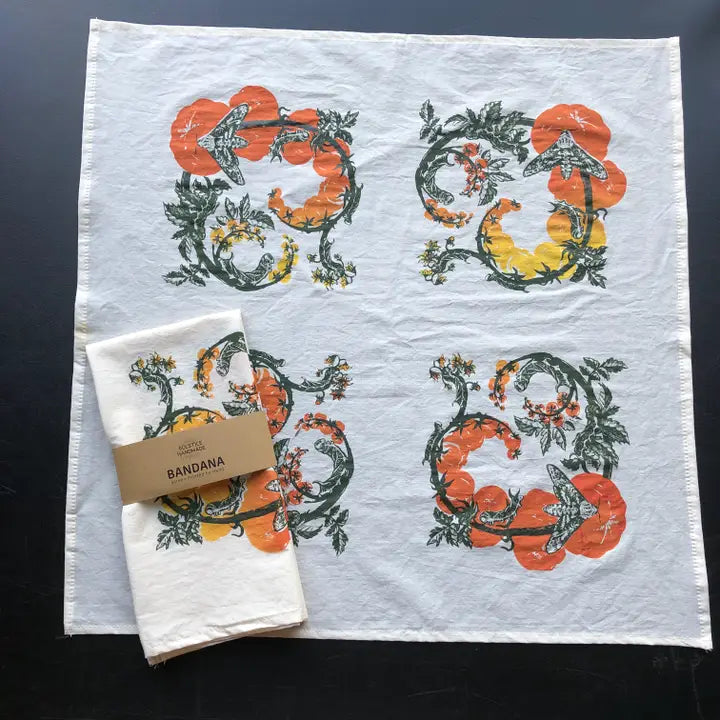 Tomato & Caterpillars Cotton Bandana