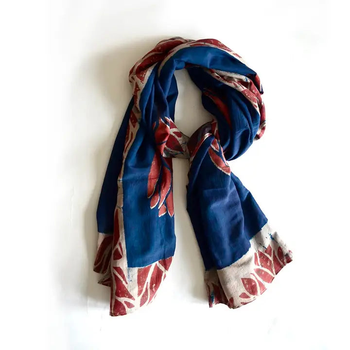 Blue 'n Scarlet Block Print Scarf