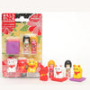 Japanese Doll & Cat Eraser Set