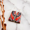 Japanese Black & Red Koi Fish Tapered Rectangle Earrings