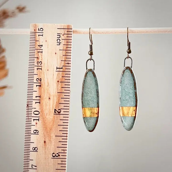 Turquoise with Gold Striped Earrings