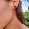 Teal Agave Wood Stud Earrings