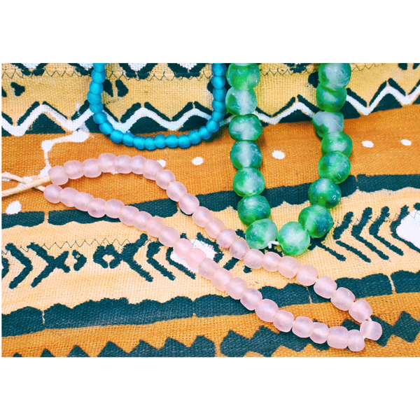 African Pink Glass Bead Necklace