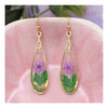 Dried Purple Flower Teardrop Earrings