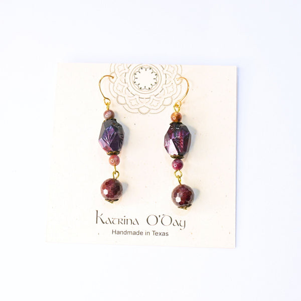Purple Garnet Dangle Earrings