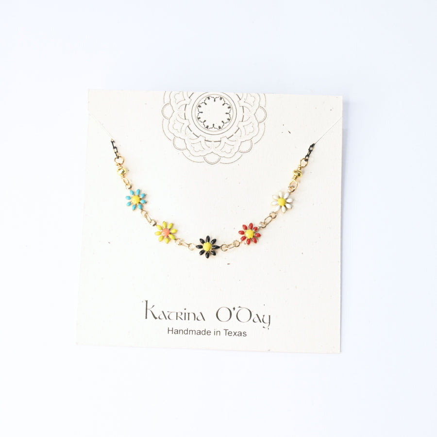 Rainbow Flowers Simple Statement Necklace