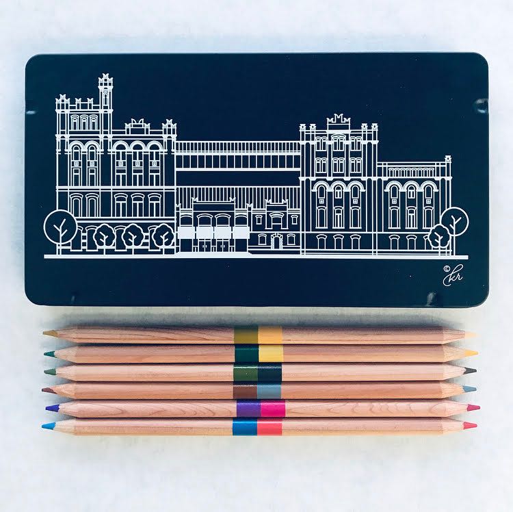 SAMA Building Colored Pencil Tin