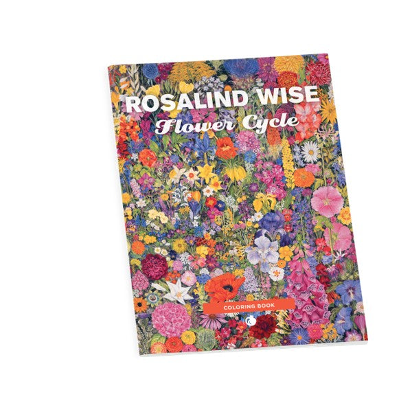 Rosalind Wise coloring book with drawing of flowers on cover