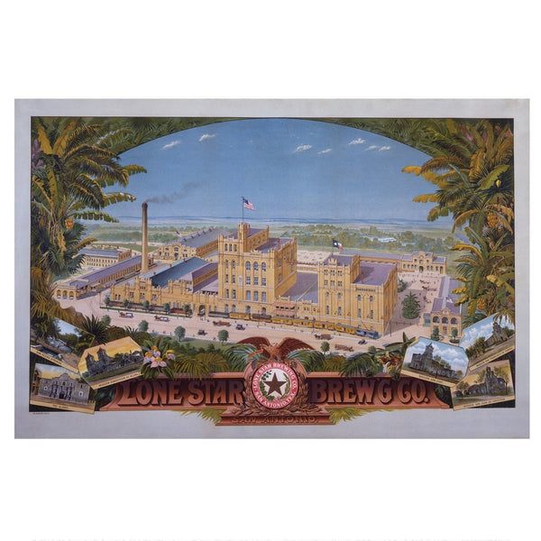 Lithograph of the original lone star brewery building
