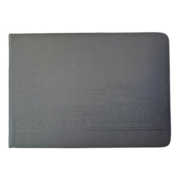 SAMA building embossed on a notebook 